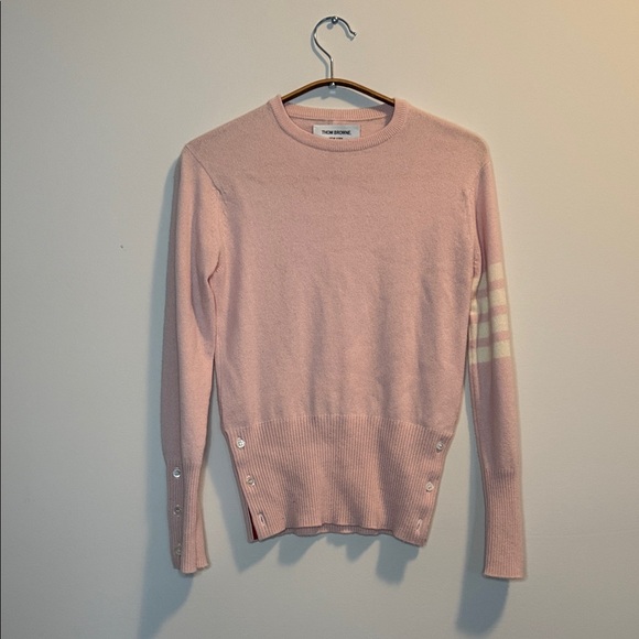 Thom Browne Sweaters - Thom Browne Light Pink Cashmere Sweater